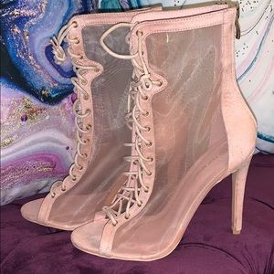 Mesh lace up bootie